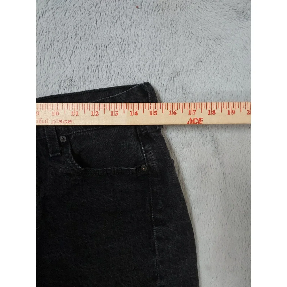 Levis 501 Jean Shorts Mens 30 Denim Button Fly Jorts Black Cotton Stretch